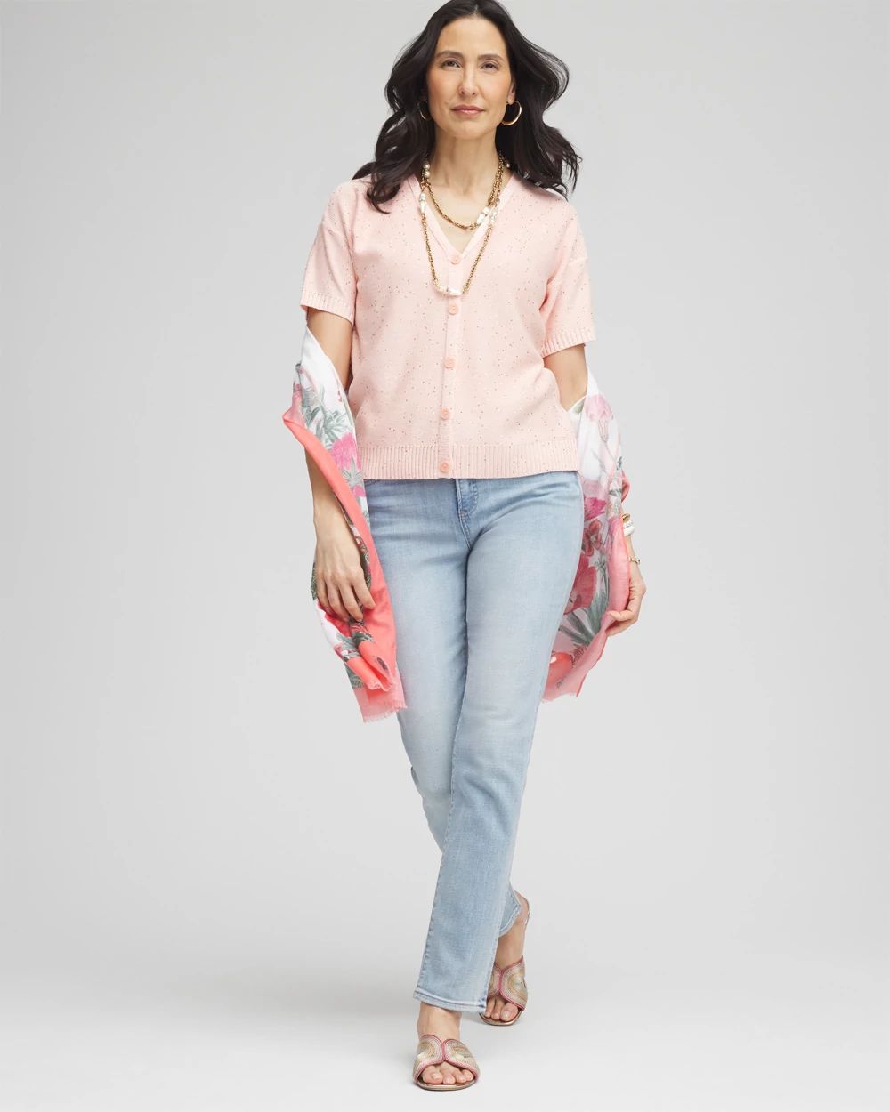 売れ筋商品|||ジェイエムコレクション ニット&セーター アウター レディース Petite Short-Sleeve Shine Cardigan, Exclusively at Macy's Champagn Lurex Shine Black Cardigan for Women - JULIETTE C